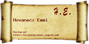 Hovanecz Emmi névjegykártya